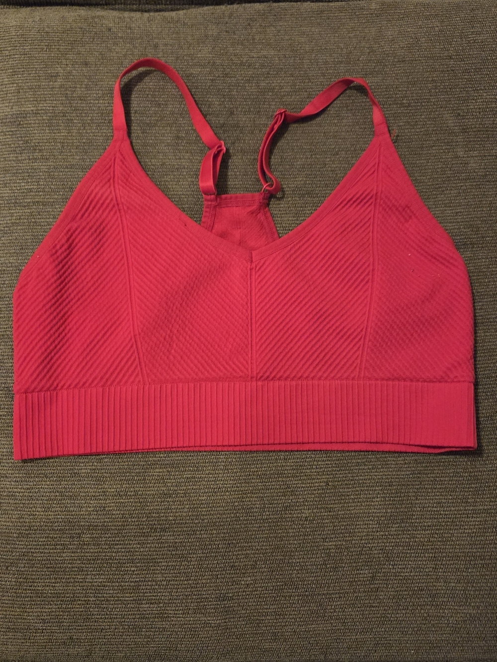 PINK Victoria's Secret Active Ribbed Bralette Bright Red Autumn Fall Workout